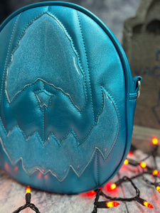 Sale Handcrafted Pastel Rotten Egg Oval: Metallic blue and glitter blue