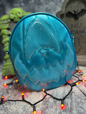 Sale Handcrafted Pastel Rotten Egg Oval: Metallic blue and glitter blue