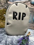 Hand Crafted : Glitter Silver RIP head stone Bag- Large