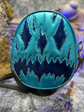 Handcrafted We Stay Creepy Bag: Metalic Blue and Blue Glitter