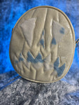 Handcrafted Scaredy Cat Bag: White glitter and Blue Cow print