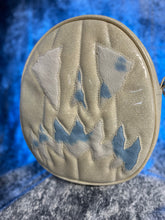 Load image into Gallery viewer, Black Friday Sale Handcrafted Scaredy Cat Bag: White glitter and Blue Cow print