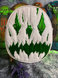 Handcrafted We Stay Creepy Bag: Flat White Croc and High shine Green Glitter