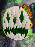 Handcrafted We Stay Creepy Bag: Flat White Croc and High shine Green Glitter