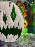 Handcrafted We Stay Creepy Bag: Flat White Croc and High shine Green Glitter