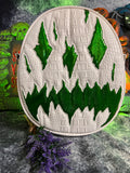 Handcrafted We Stay Creepy Bag: Flat White Croc and High shine Green Glitter