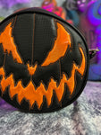 Handcrafted Bad Company Bag: Textured Black and high shine Glitter Orange.