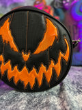 Handcrafted Bad Company Bag: Textured Black and high shine Glitter Orange.