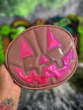 Handcrafted Small flat Pink Glitter and Hot Pink High shine Glitter Happy face