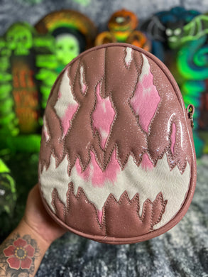 Black Friday sale Handcrafted We Stay Creepy Bag: Pink Glitter and Strawberry milk pink Cow print