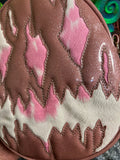 Handcrafted We Stay Creepy Bag: Pink Glitter and Strawberry milk pink Cow print