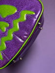 Handcrafted Scared stiff Pumpkin bag Purple Glitter and Green Glitter-Crossbody