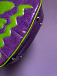 Handcrafted Scared stiff Pumpkin bag Purple Glitter and Green Glitter-Crossbody