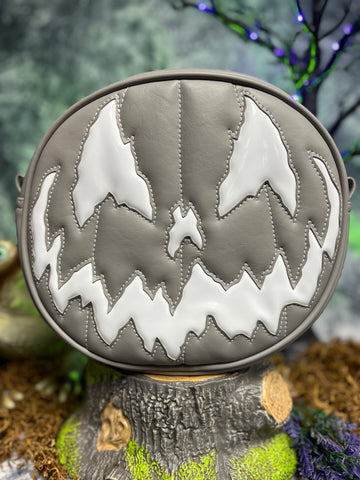 Hand Crafted Stark Raving: Grey and White Patent Vinyl