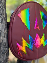 Load image into Gallery viewer, Handcrafted Scaredy Cat Bag: Wine and Rainbow