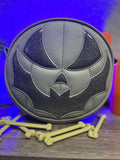 Hand Crafted : SMALL Bat Face Grey and grey Glitter