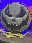 Hand Crafted : SMALL Bat Face Grey and grey Glitter