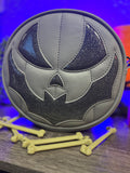 Hand Crafted : SMALL Bat Face Grey and grey Glitter