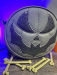 Hand Crafted : SMALL Bat Face Grey and grey Glitter