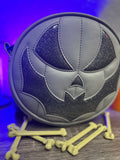 Hand Crafted : SMALL Bat Face Grey and grey Glitter