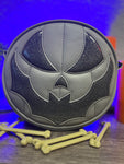 Hand Crafted : SMALL Bat Face Grey and grey Glitter
