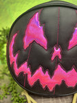 Hand Crafted Stark Raving: Black Faux leather and Pink Holographic