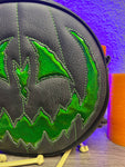 Handcrafted Pumpkin King bag Green and Glitter green