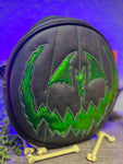 Handcrafted Pumpkin King bag Green and Glitter green