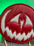 Handcrafted Pumpkin King bag Red and Glitter white