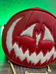Handcrafted Pumpkin King bag Red and Glitter white