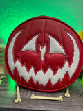 Handcrafted Pumpkin King bag Red and Glitter white