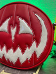 Handcrafted Pumpkin King bag Red and Glitter white