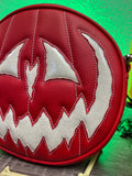 Handcrafted Pumpkin King bag Red and Glitter white
