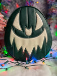 Hand Crafted : Oval Pumpkin Forest Green and White Glitter
