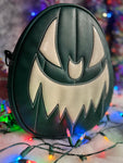 Hand Crafted : Oval Pumpkin Forest Green and White Glitter