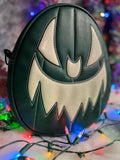 Hand Crafted : Oval Pumpkin Forest Green and White Glitter