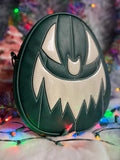 Hand Crafted : Oval Pumpkin Forest Green and White Glitter