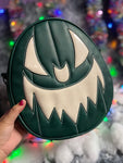 Hand Crafted : Oval Pumpkin Forest Green and White Glitter