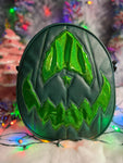 Handcrafted Rotten Egg Bag: Forest Green And High Shine Glitter Green