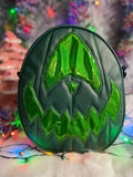 Handcrafted Rotten Egg Bag: Forest Green And High Shine Glitter Green