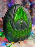 Handcrafted Rotten Egg Bag: Forest Green And High Shine Glitter Green