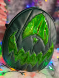 Handcrafted Rotten Egg Bag: Forest Green And High Shine Glitter Green