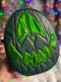 Handcrafted Rotten Egg Bag: Forest Green And High Shine Glitter Green