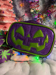 Handcrafted Small Happy Face Belt Bag : Purple Glitter and Green Glitter