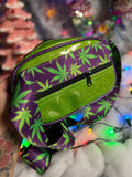 Handcrafted Small Bad Company Box bag : Green Glitter with Purple Glitter