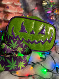 Handcrafted Small Bad Company Box bag : Green Glitter with Purple Glitter