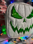 Handcrafted Square Bad Company Bag: Flat white Croc and High shine Green Glitter