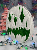 Handcrafted We Stay Creepy Bag: Flat White Croc and High shine Green Glitter
