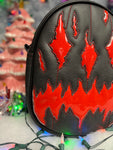 Handcrafted We Stay Creepy bag: Black and Red Glitter