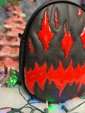 Handcrafted We Stay Creepy bag: Black and Red Glitter